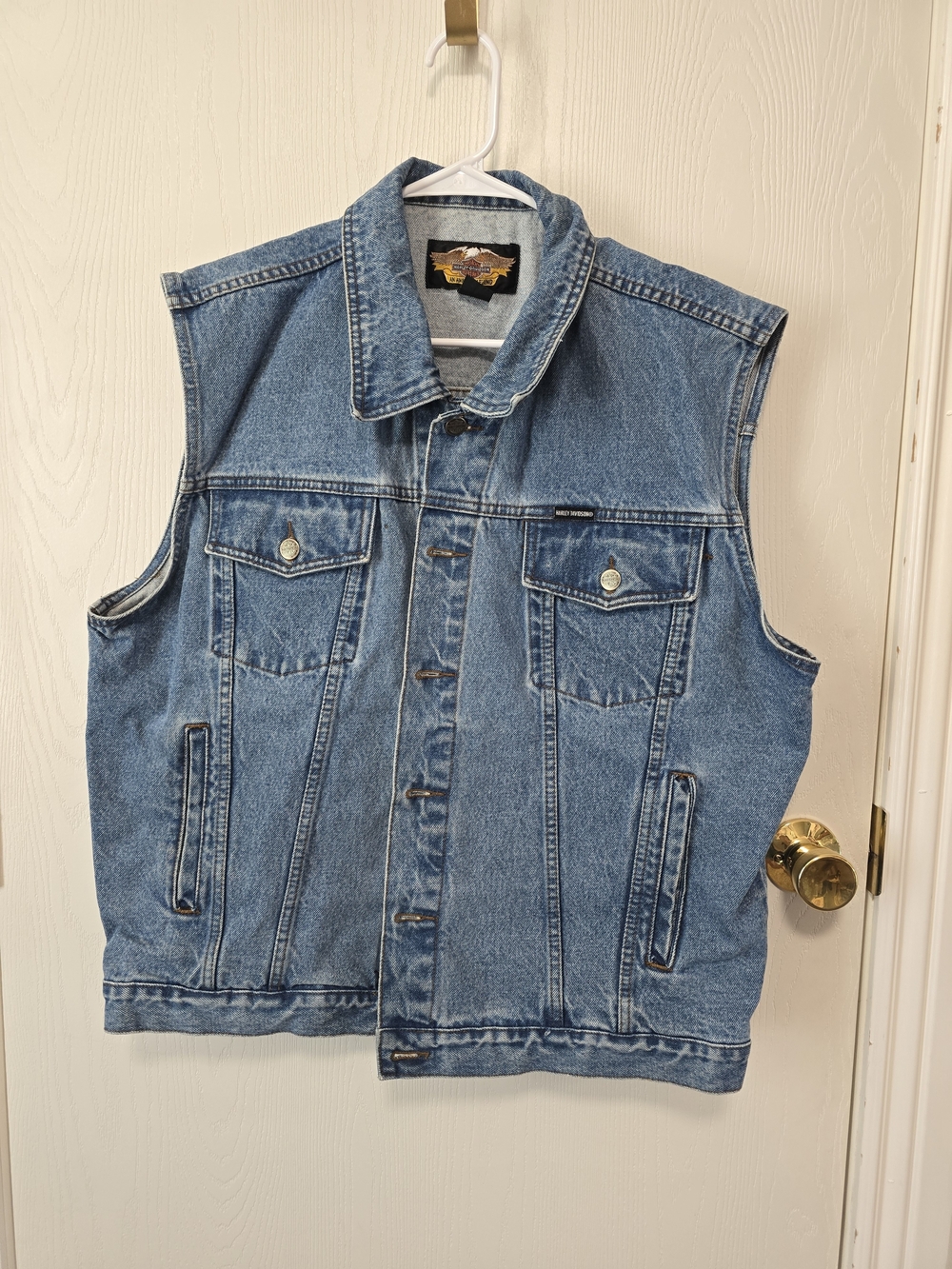 Harley-Davidson Light Blue Denim Vest with Chest Pockets